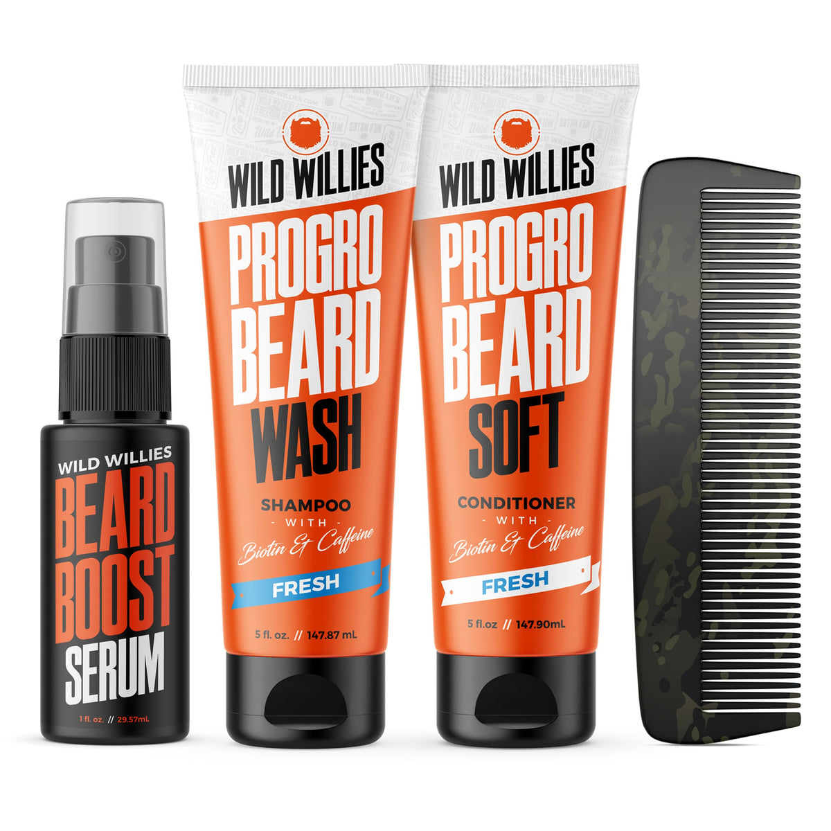 Wild Willies beard care kit bottle pour, easy control for clean beard application.