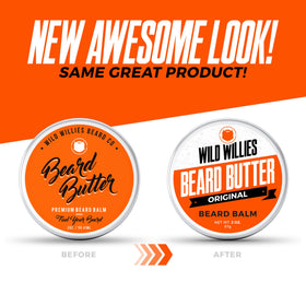 Wild Willies beard care kit in use demonstrating routine steps.
