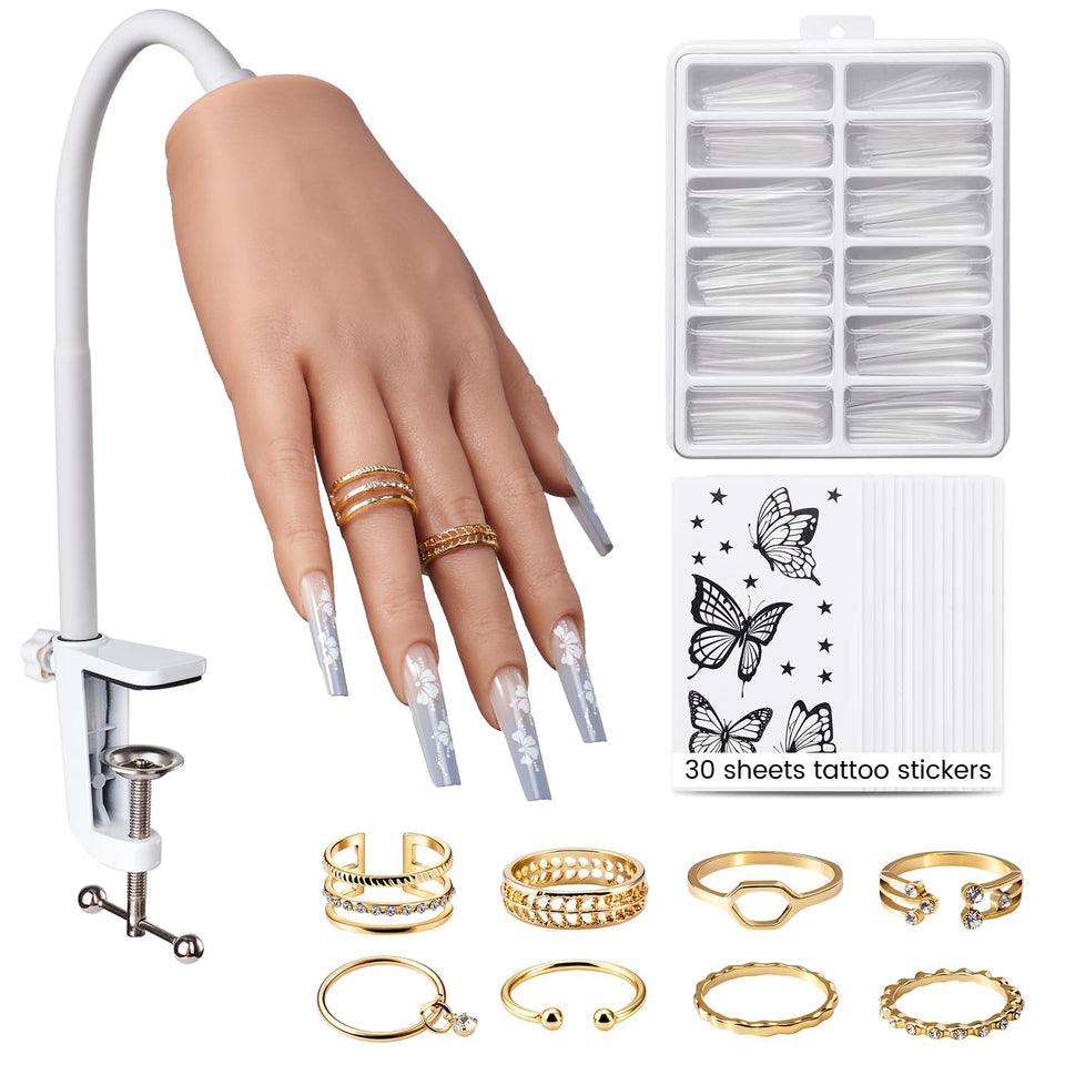 Wilfniee practice hand with silicone realism for safe at-home acrylic nail practice