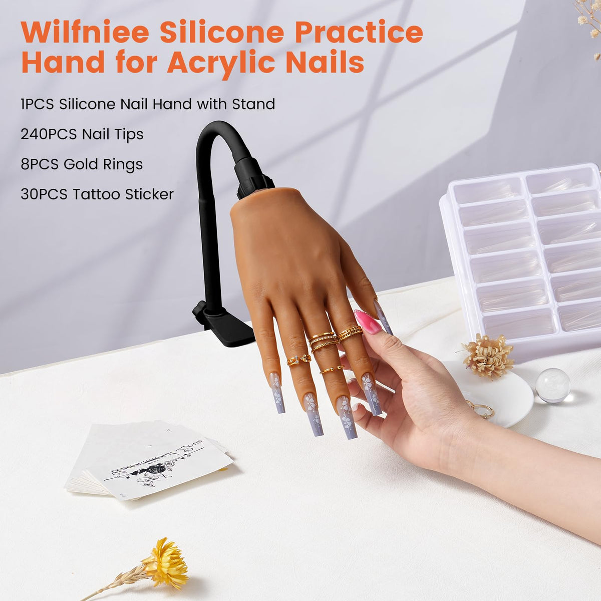 Wilfniee practice session on silicone hand with lifelike size.
