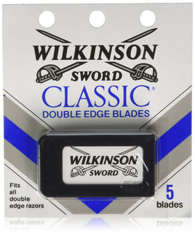 Wilkinson Sword Classic blades: front view of pack, ideal for reliable, long-lasting shaves.
