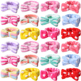 Willbond 24-piece spa headbands with bows in varied colors for skincare routines.
