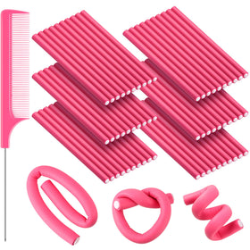 Willbond 60-piece flexible curling rods in pink for heat-free styling and quick curls