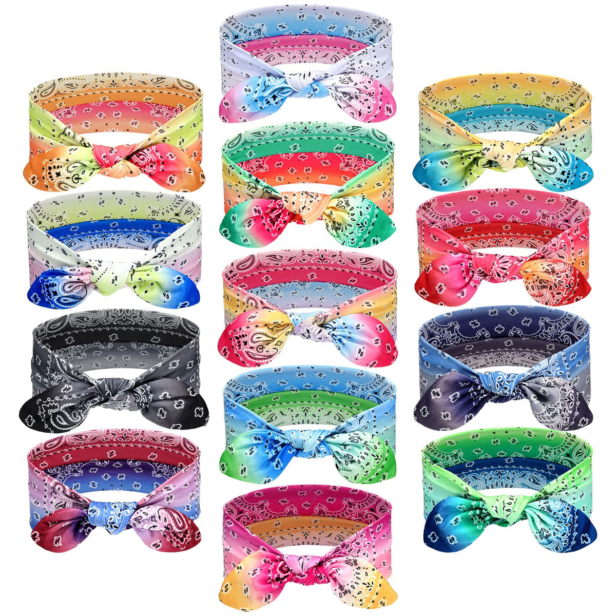 Willbond bandana headband with paisley gradient for workouts and daily styling.