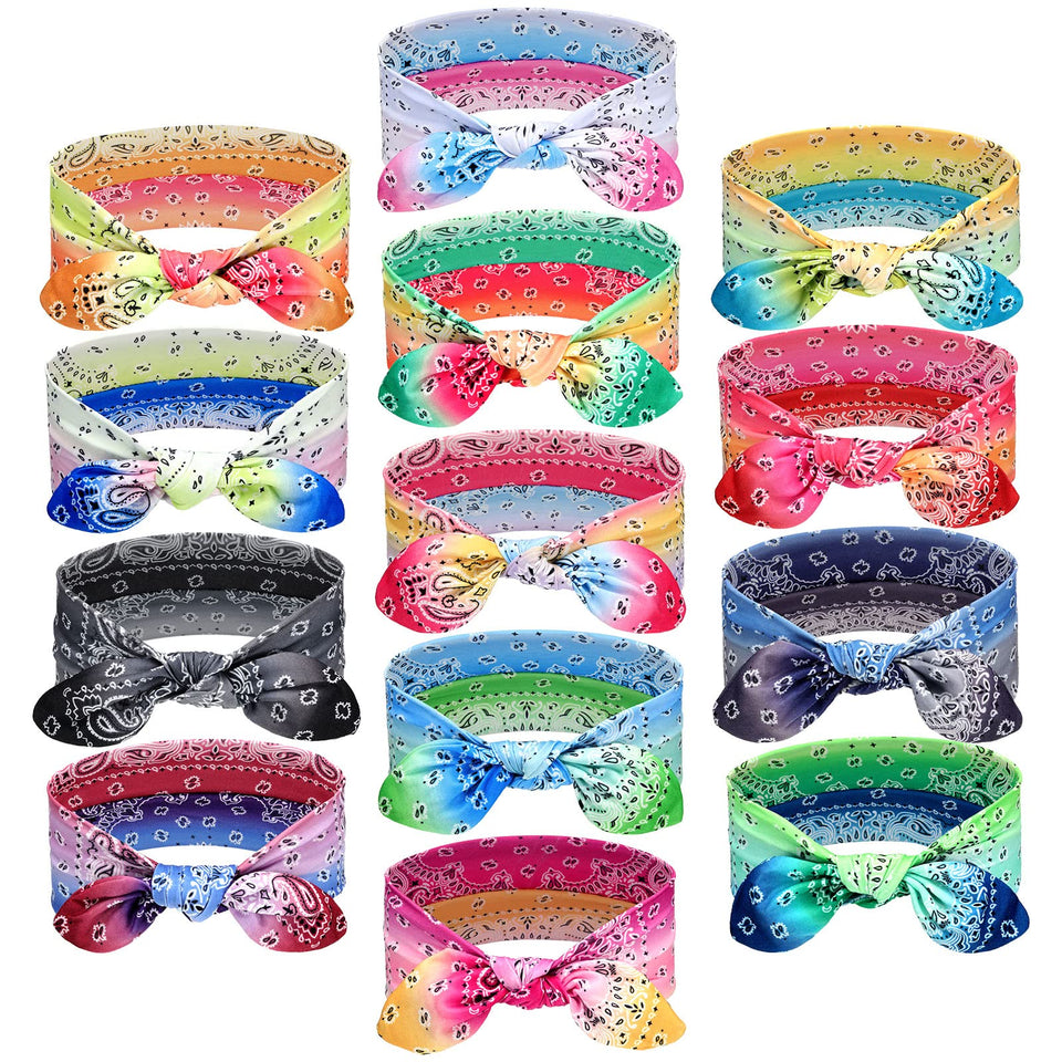 Willbond bandana headband with paisley gradient for workouts and daily styling.
