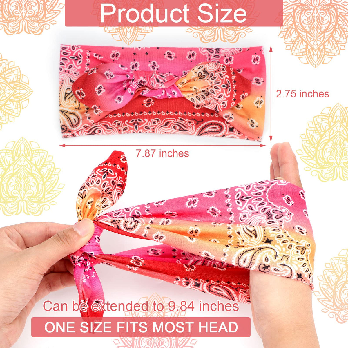 Willbond paisley-gradient headband in vibrant colors for bold outfits.