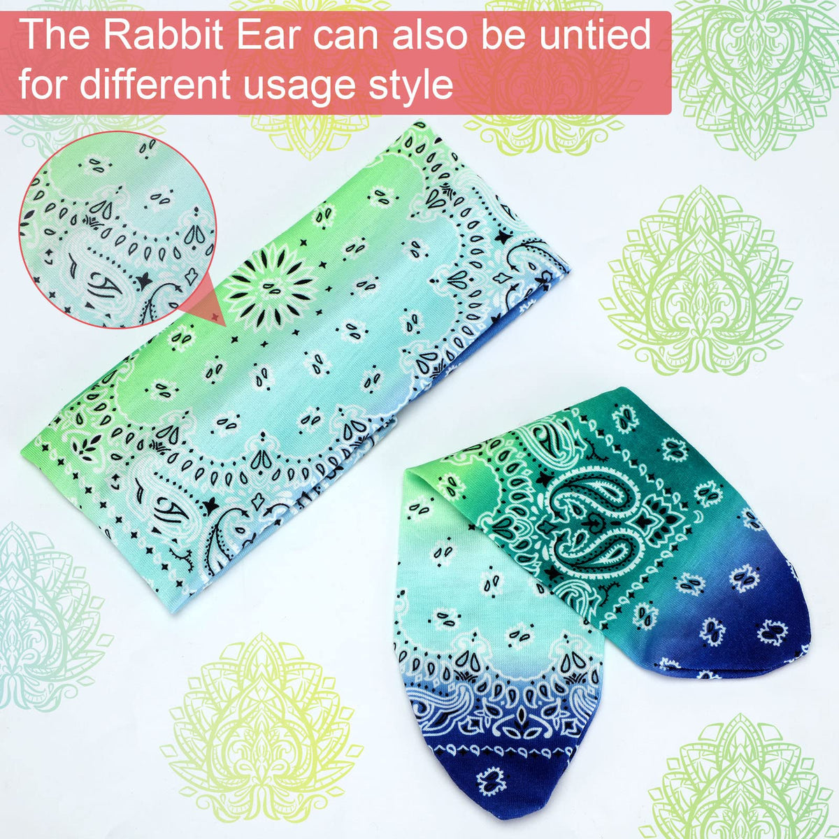 Willbond rabbit-ear headband with colorful bow for keeping hair back during exercise.