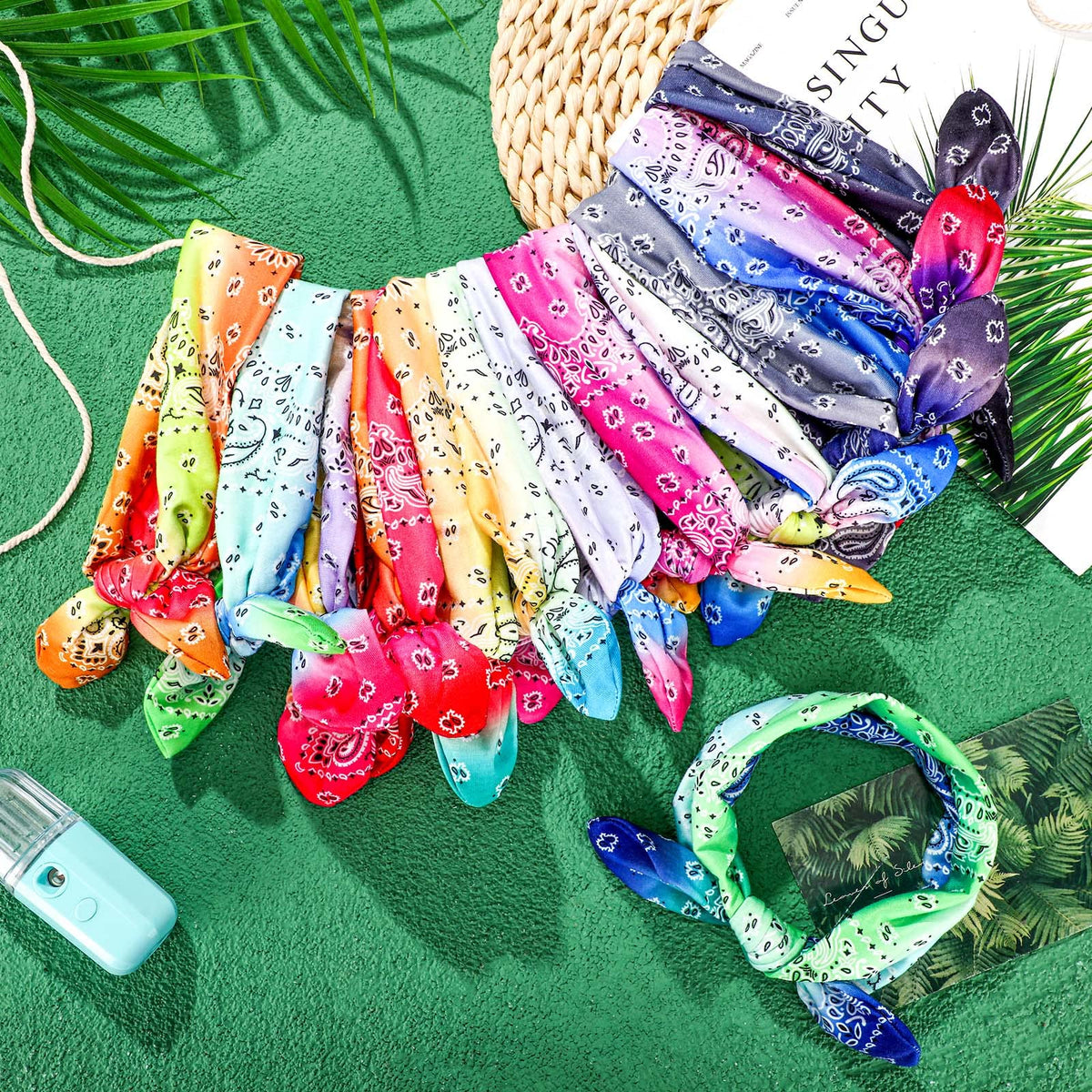 Willbond knot headband in rainbow hues helps manage sweat during workouts.