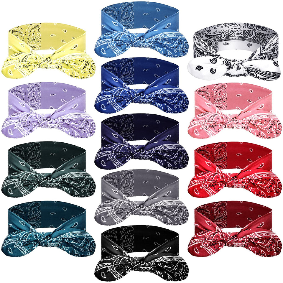 WILLBOND bandana headbands with paisley pattern for chic hair control.