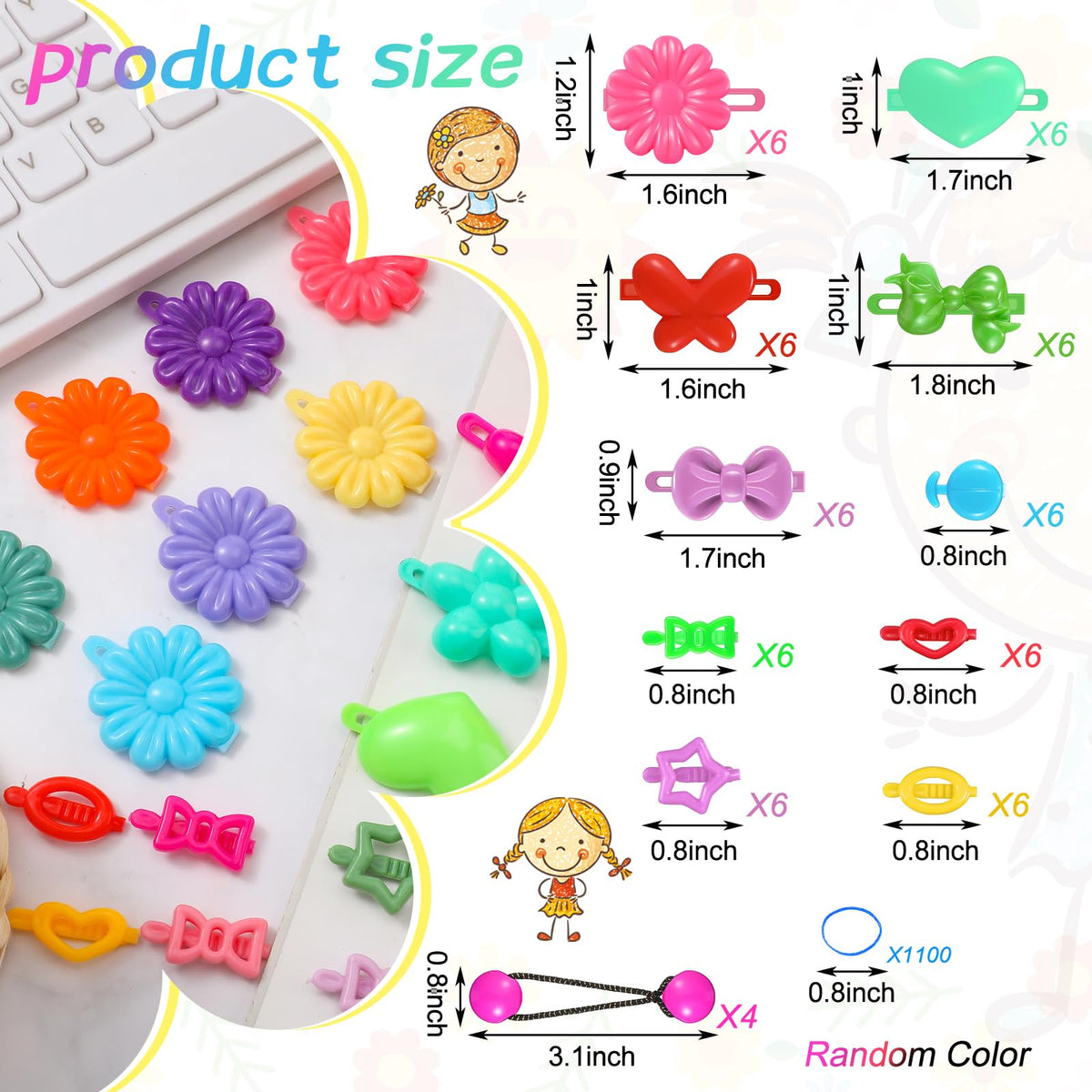 Willbond beaded elastic ponytail holders add sparkle while securing hair during active play.