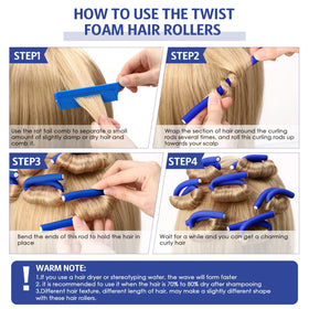 WILLBOND blue foam rollers creating waves for overnight styling
