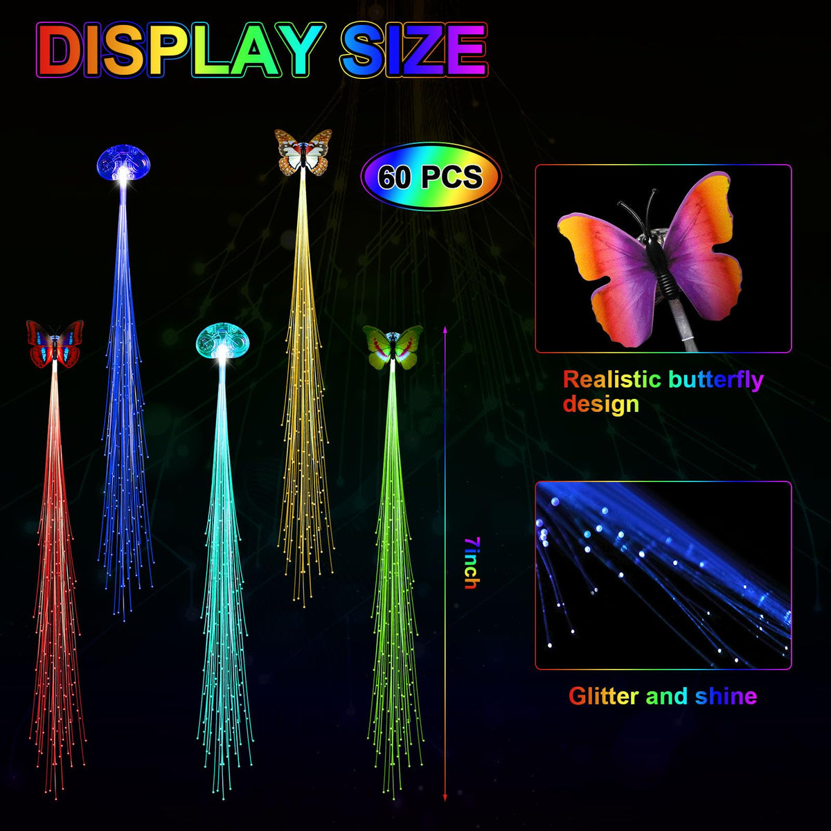 WILLBOND butterfly fiber-optic barrette LED clip offers secure hold at events
