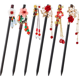 WILLBOND Chinese hair sticks with floral beads for elegant updos.