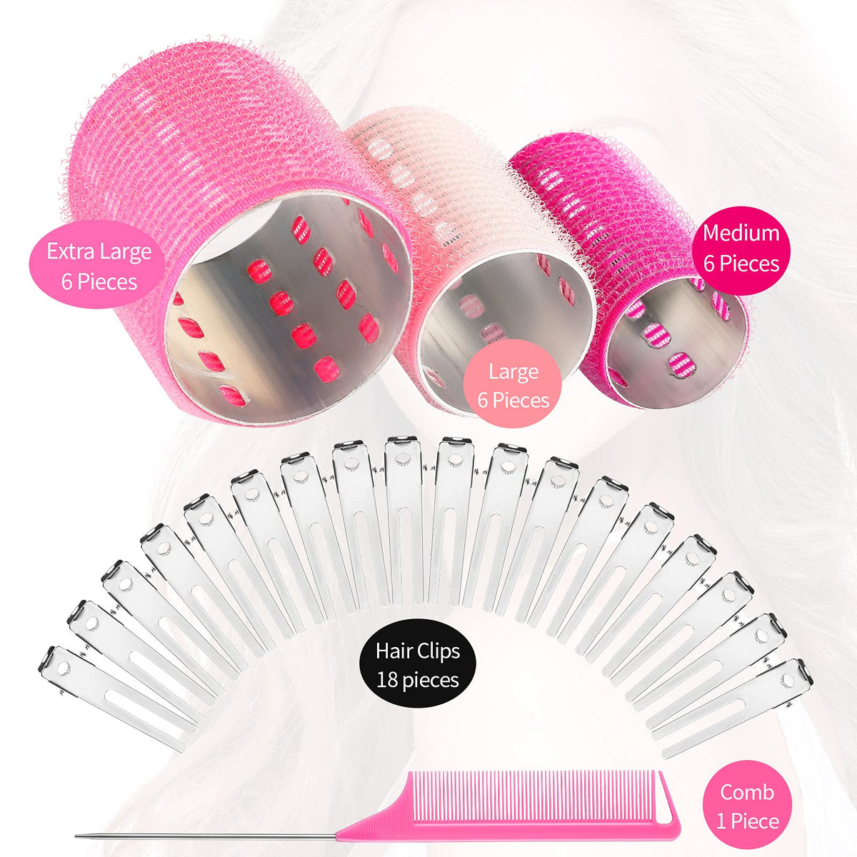 Willbond 18-piece set includes duckbill clips and a rat-tail comb for styling.