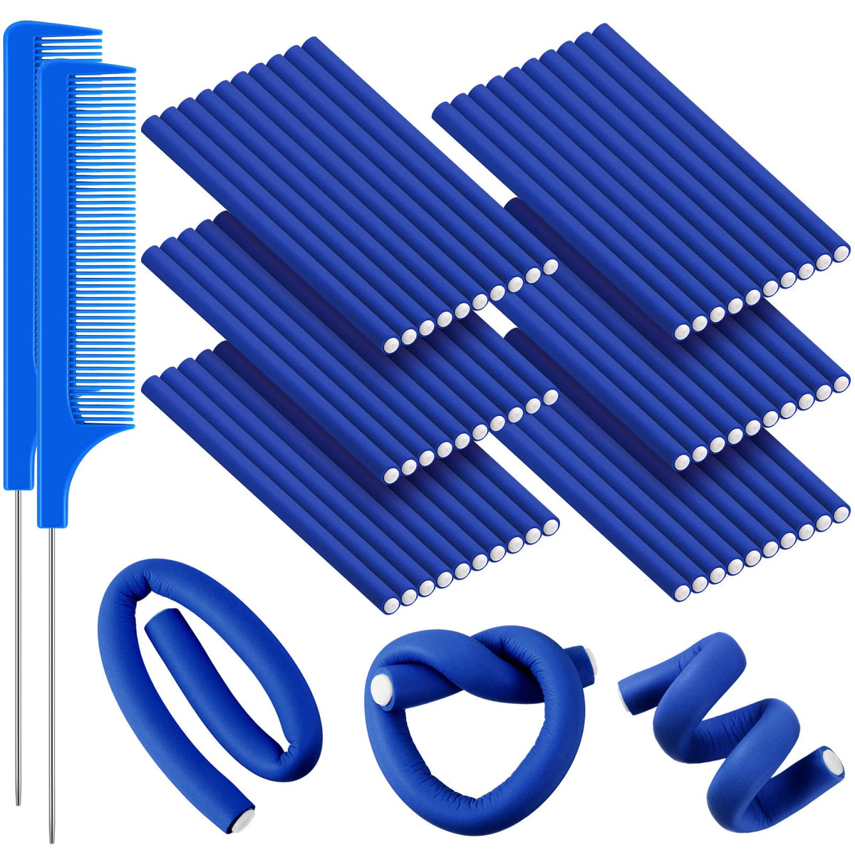 WILLBOND flexible curling rods blue set close-up for gentle styling