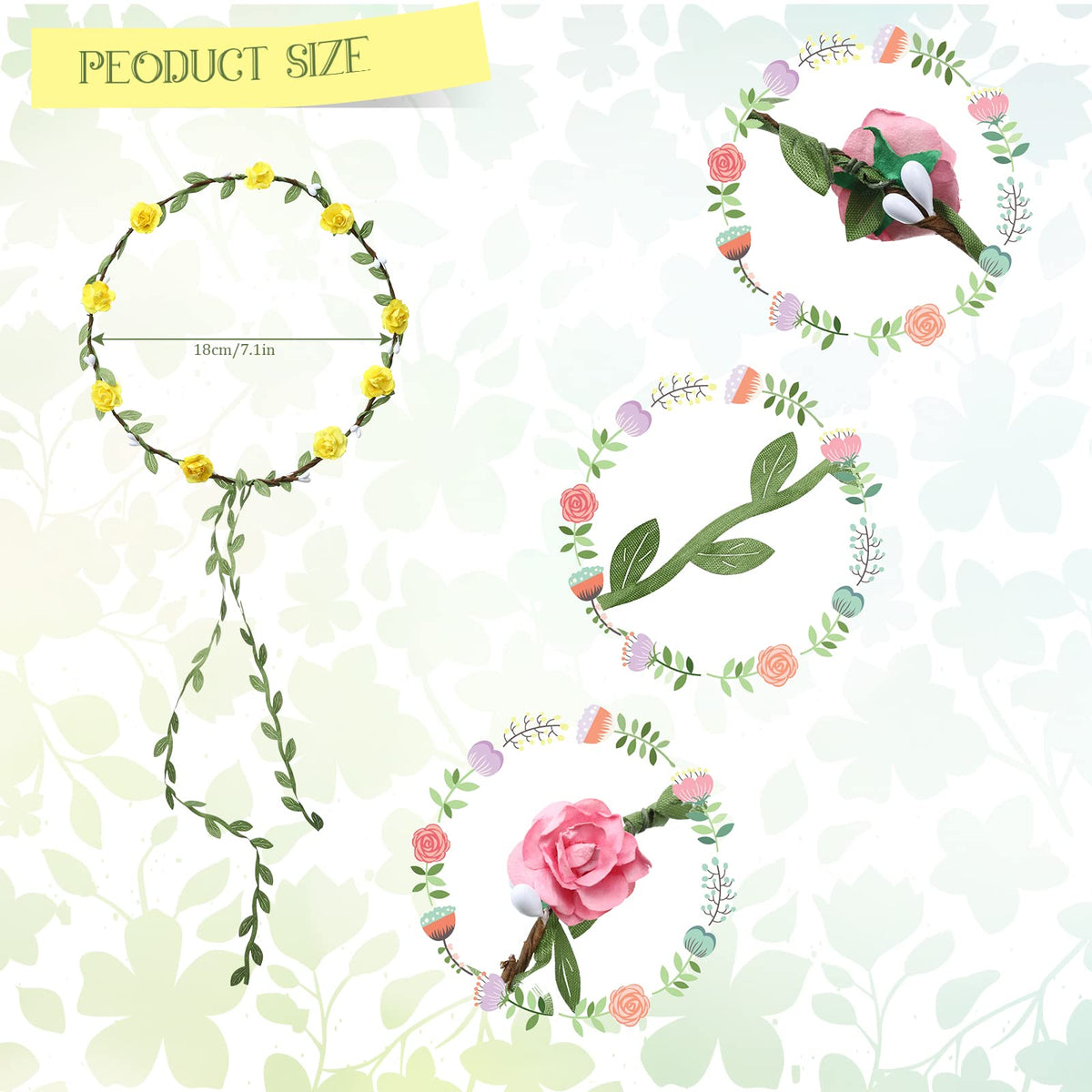 WILLBOND flower headbands lush green leaves add natural charm to photos
