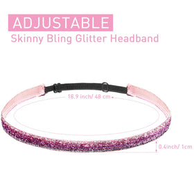 Willbond glitter headbands close-up showing shiny fabric and elastic for a flexible fit.