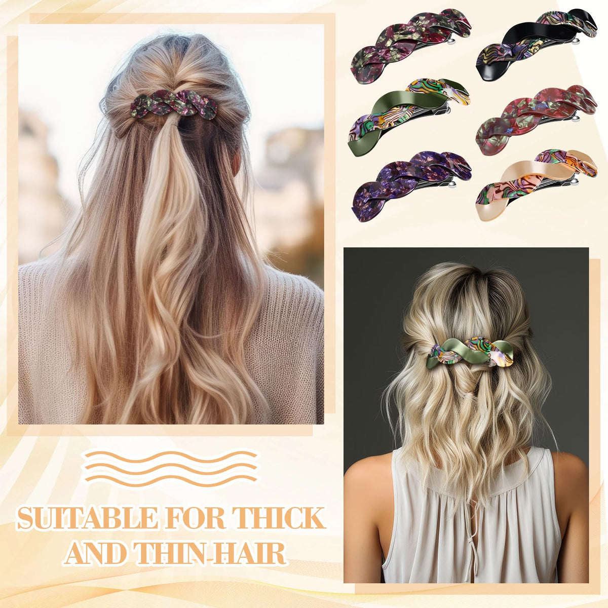 Willbond barrette on ponytail, secure hold without slipping during daily activities.