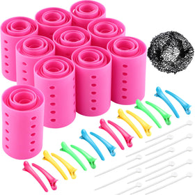 WILLBOND pink hair rollers set with 60 curlers in six sizes for gentle, even curls