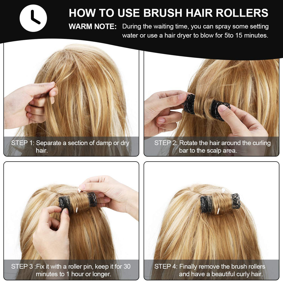 WILLBOND medium mesh brush rollers for quick no-heat curling and waves.