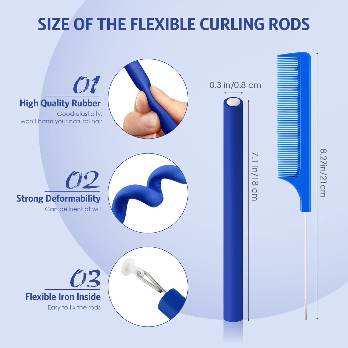 WILLBOND no-heat hair rollers in action with blue rods