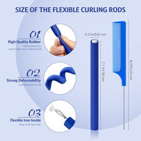 WILLBOND no-heat hair rollers in action with blue rods