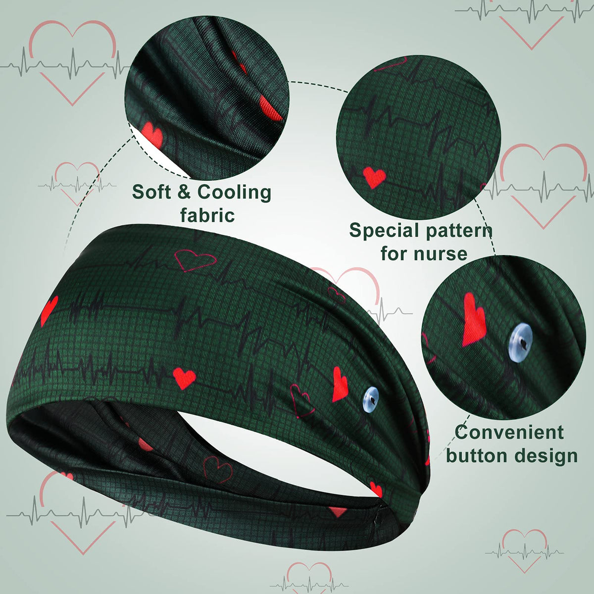 WILLBOND headband with buttons pattern 3 offers non-slip grip during movement