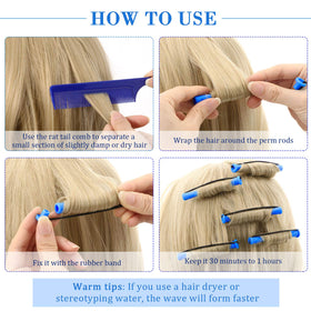 WILLBOND perm rod dimensions show 8.2 cm length for varied curls