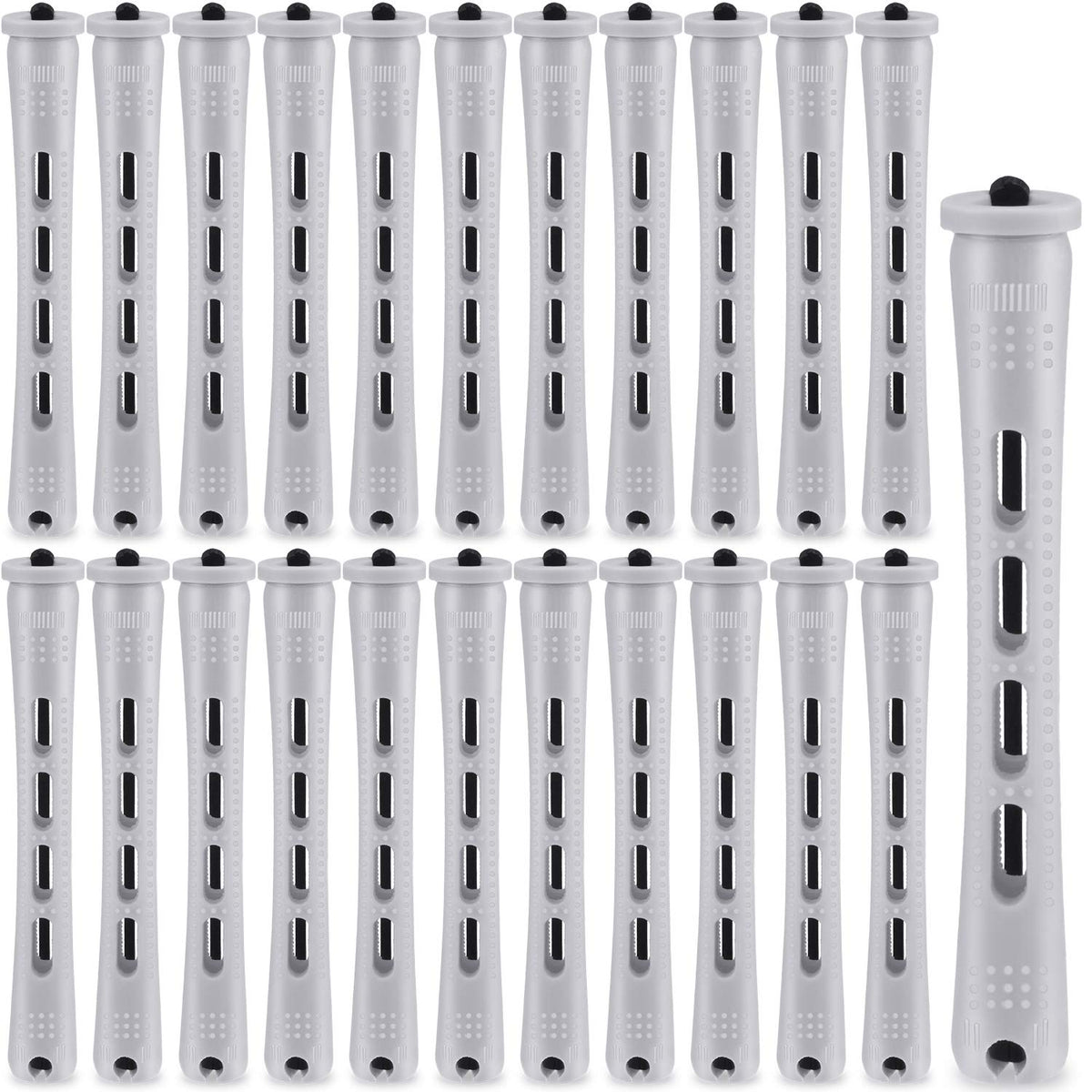 WILLBOND 60-pack perm rods in gray, close-up view for long hair styling