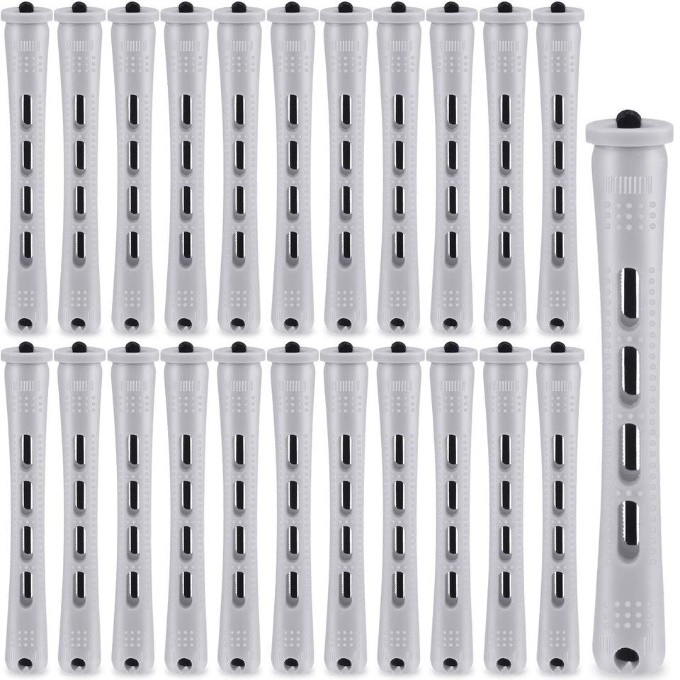 WILLBOND 60-pack perm rods in gray, close-up view for long hair styling