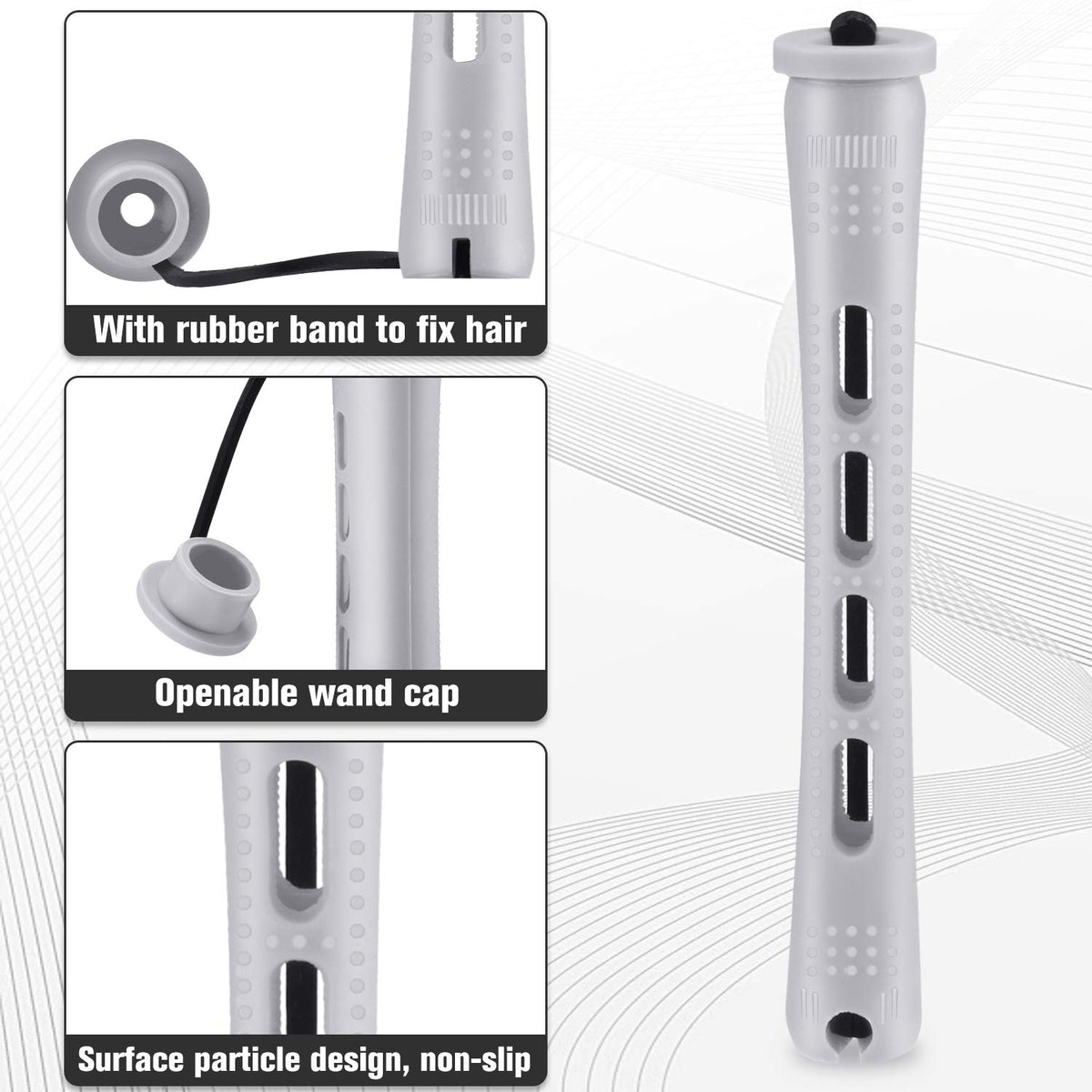 WILLBOND gray perm rods showing vents and wide slots for even saturation