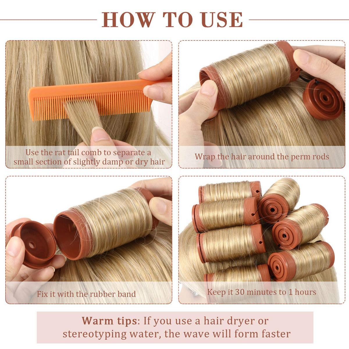 WILLBOND plastic cold wave rollers close-up showing durable construction for long-lasting curls.
