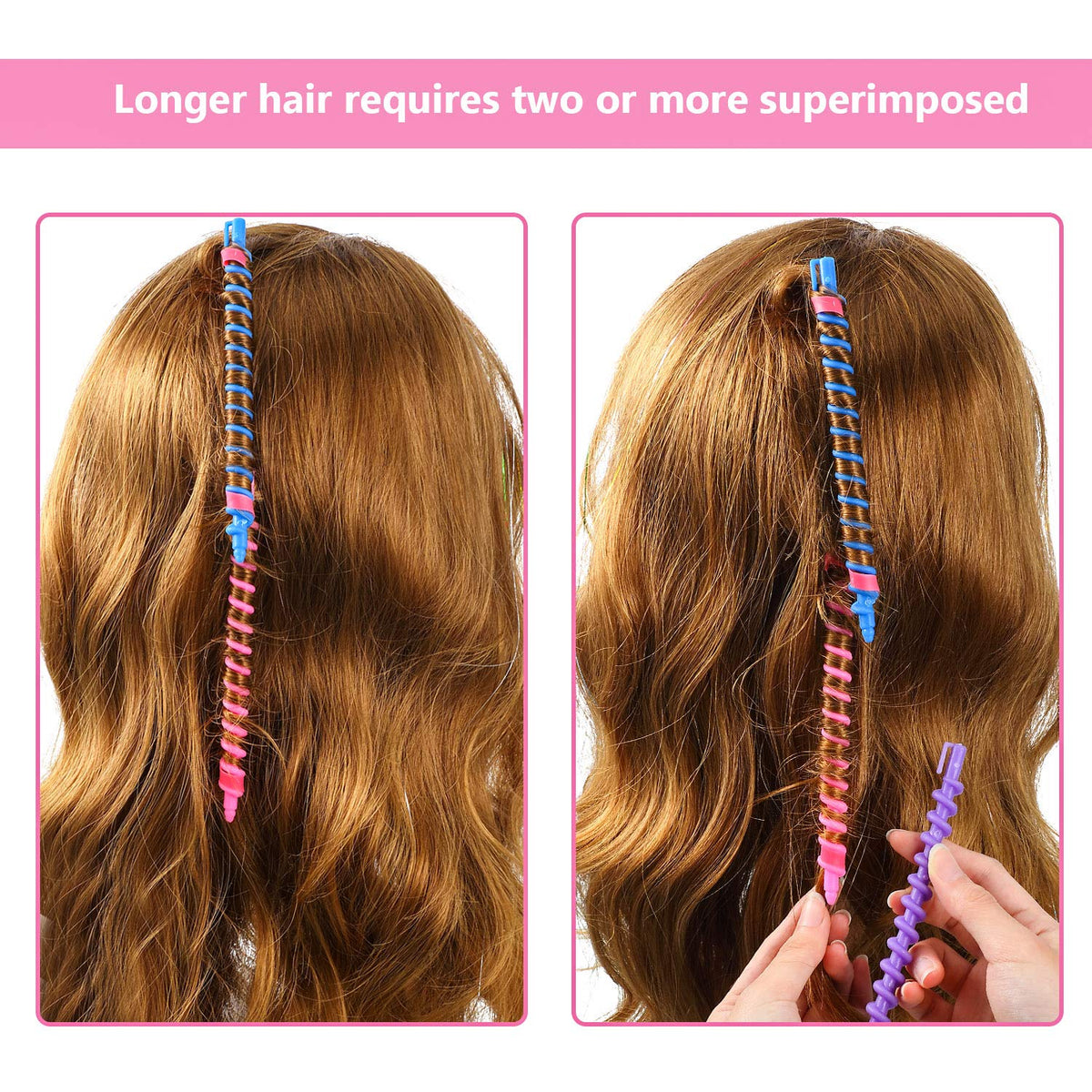 WILLBOND plastic spiral rods with clips for secure styling.