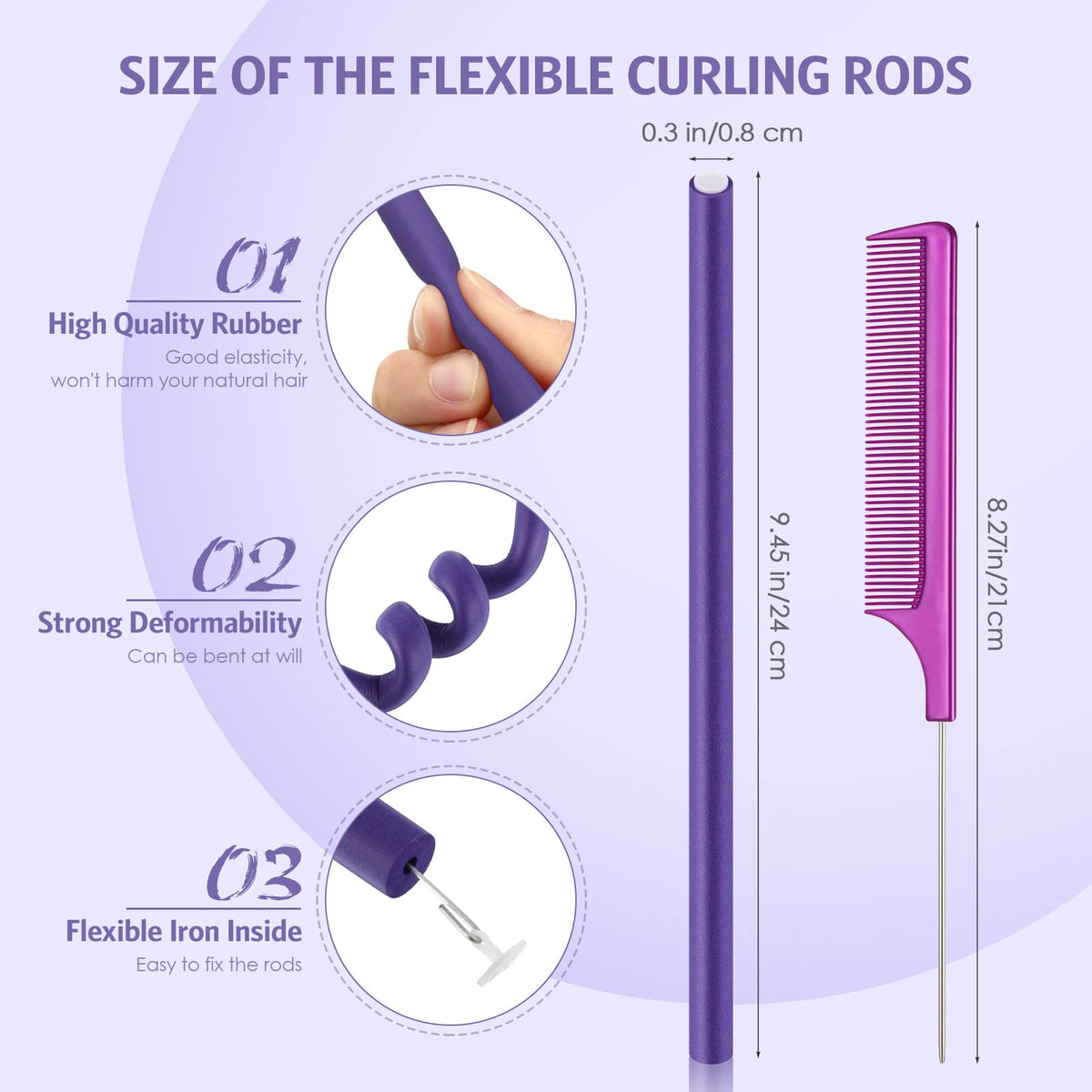 WILLBOND purple flexible curling rods close-up highlighting soft foam protection.