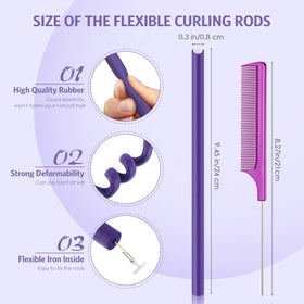 WILLBOND purple flexible curling rods close-up highlighting soft foam protection.