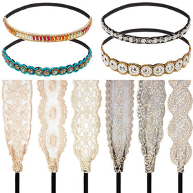 WILLBOND rhinestone beaded headband adds sparkle to evening looks.
