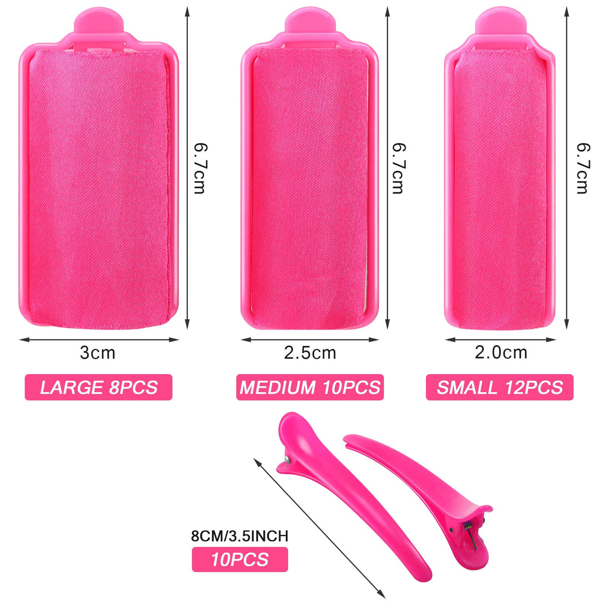 WILLBOND rose red foam rollers in three sizes for versatile curls