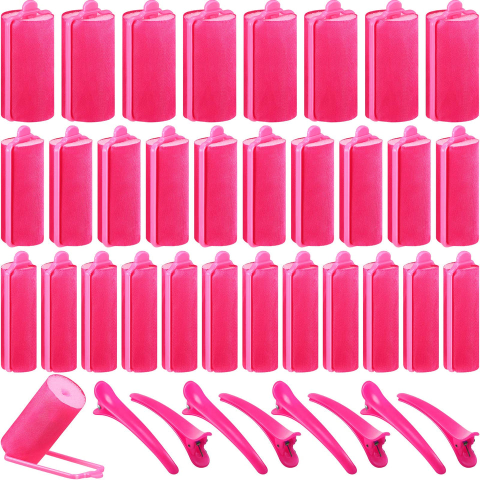 WILLBOND rose red satin hair rollers for smooth curls