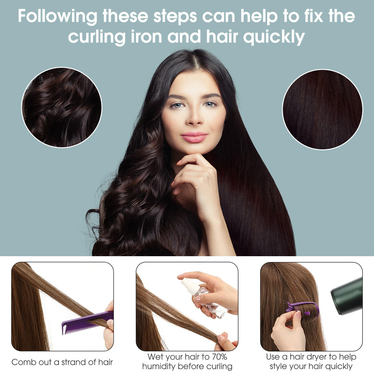 WILLBOND six sizes of curlers create varied curl patterns.