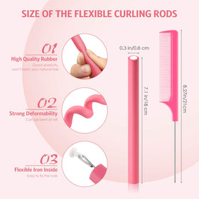 Willbond soft foam flexi curl rod in pink close-up for gentle grip and even curls