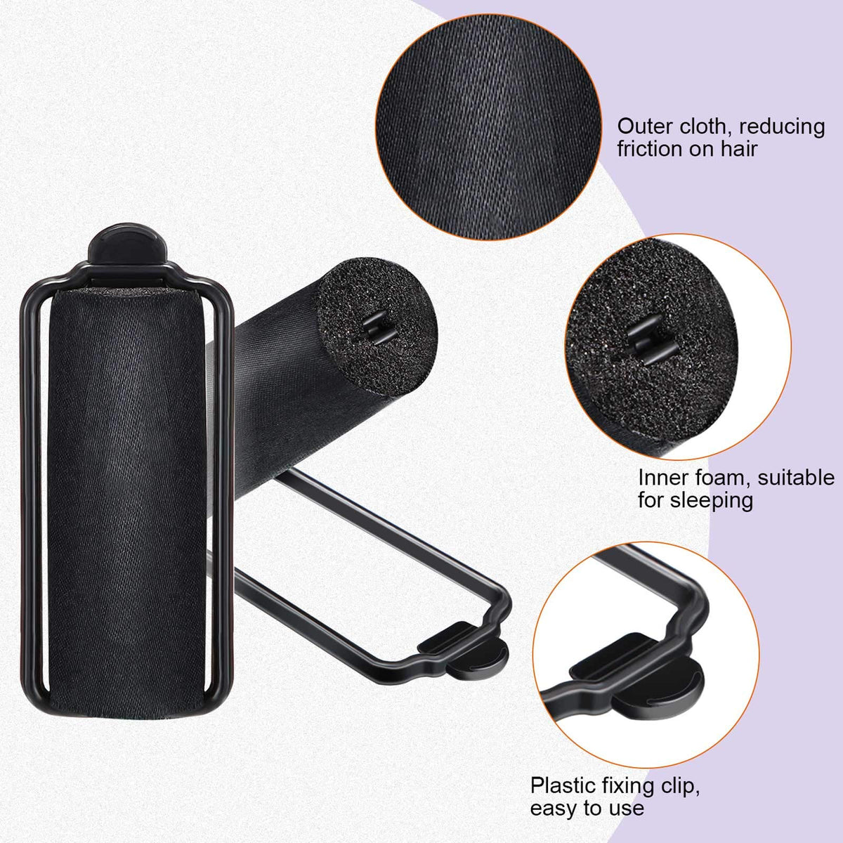WILLBOND soft satin fabric cover rollers reduce friction and hair damage.