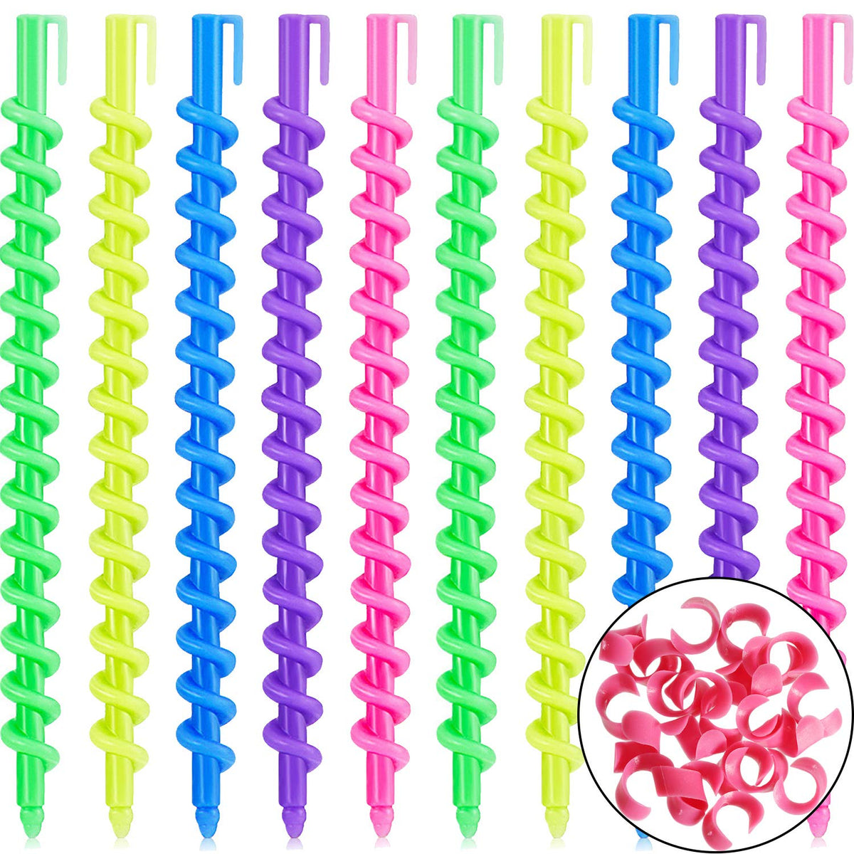 WILLBOND spiral perm rod in multicolor for overnight heatless curls.