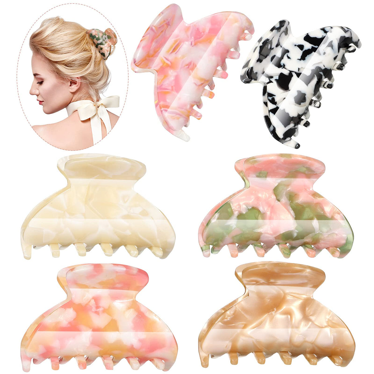 WILLBOND 6-pack tortoise shell clips keep hair in place all day.