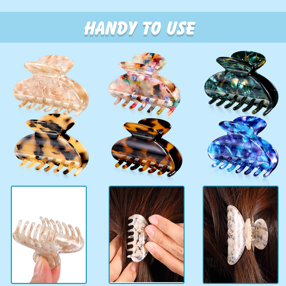 WILLBOND tortoise shell clip 2-inch design-3 pairs with formal outfits for elegant flair.