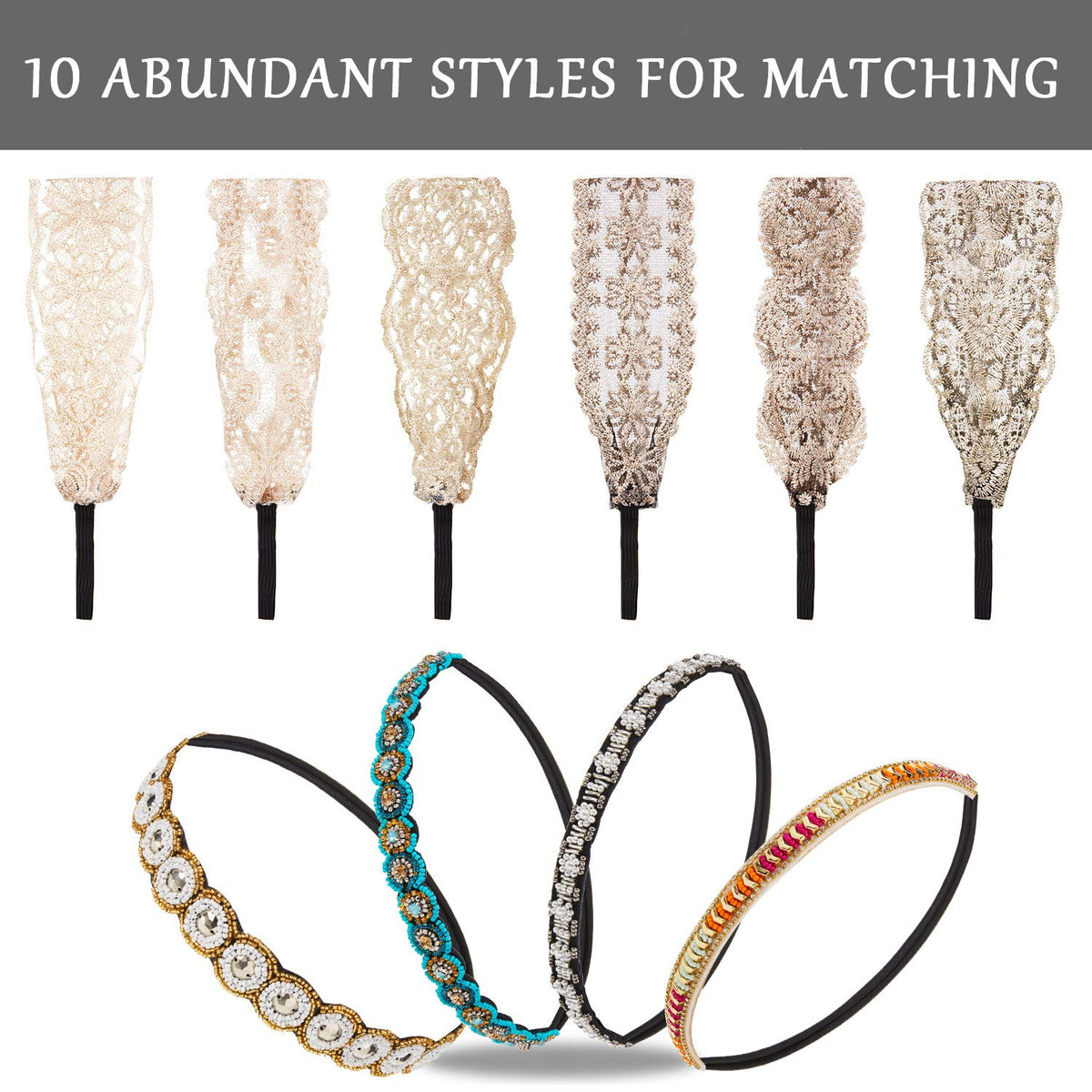 WILLBOND vintage crystal headband closeup shows intricate detail.
