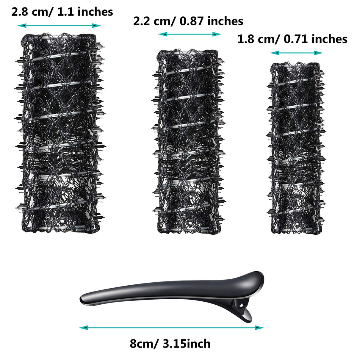 Willbond wire mesh hair roller 0.87 inch for medium curls with secure nib bristles.