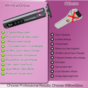 WillowGlow aluminum body offers premium durability for long‑lasting use.