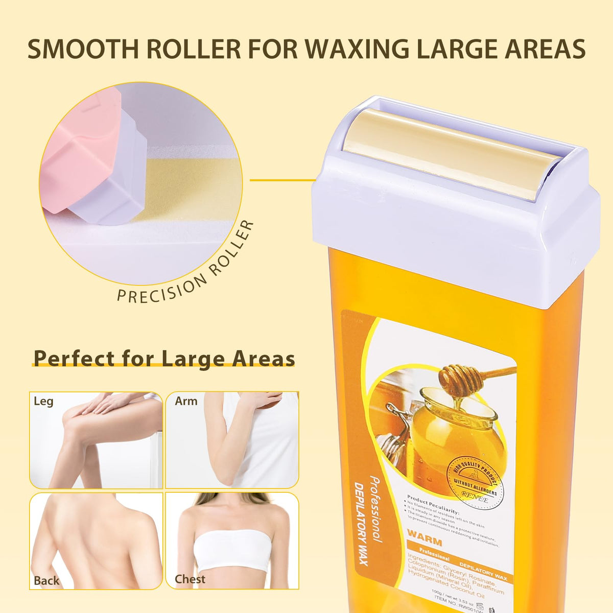 Wind in Hand roll-on wax roller head for fast, even coverage