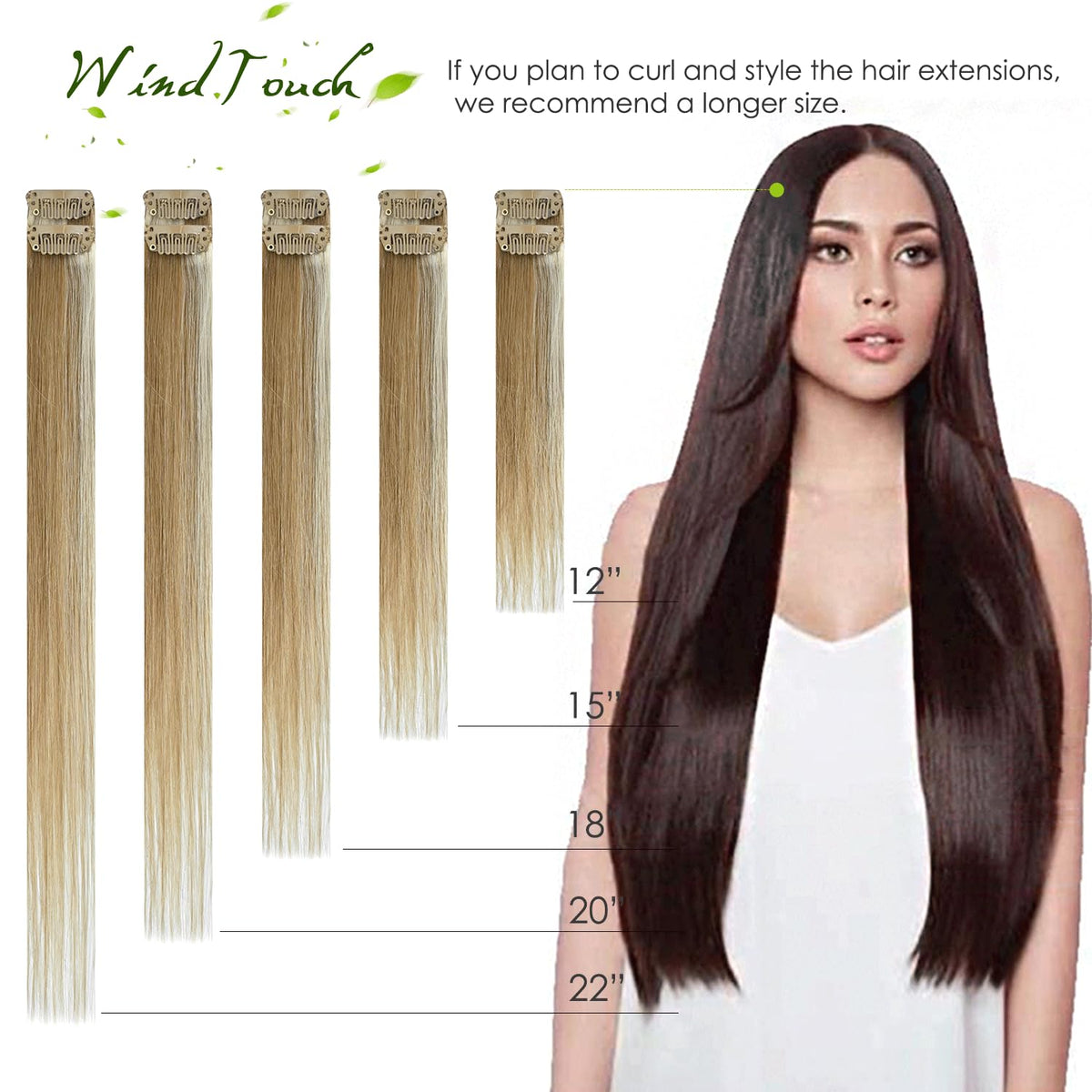 WindTouch clip-ins attach easily and stay discreet under natural hair.