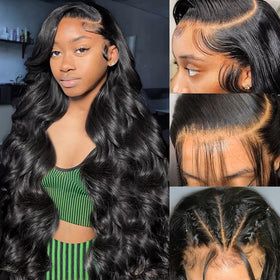 Wingirl 13x6 body wave lace front wig with natural parting and seamless blend
